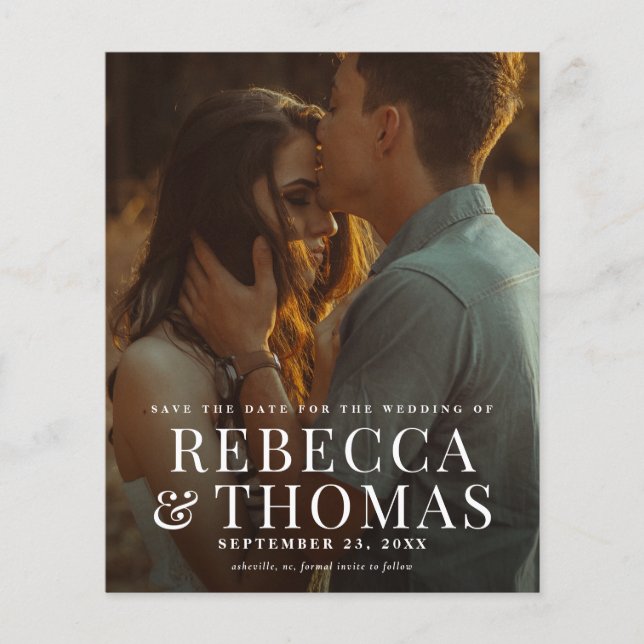 Budget Modernes Foto-Overlay-Hochzeit speichern Si (Vorderseite)