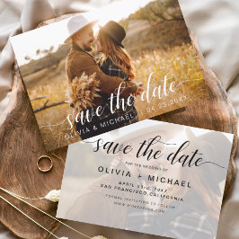 Budget Modernes Foto Save the Date handschriftlich Flyer