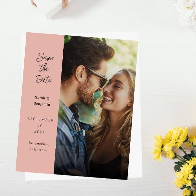 Budget Modernes Foto & Side Save the Date - Rose (Von Creator hochgeladen)