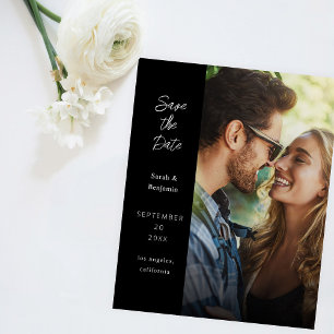Budget Modernes Foto & Side Save the Date - Schwar Flyer