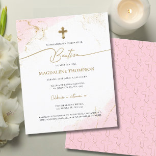 Budget Modernes Goldkreuz Mädchen Bautizo Pink