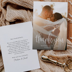 Budget Modernes kalligrafisches Skript Hochzeitssk Dankeskarte