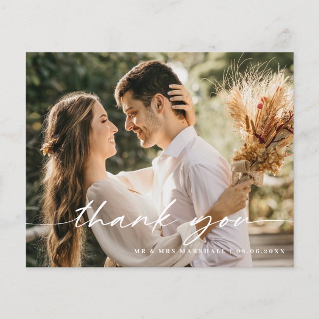 Budget Modernes Minimalistisches Foto Danke Karte (Vorne)