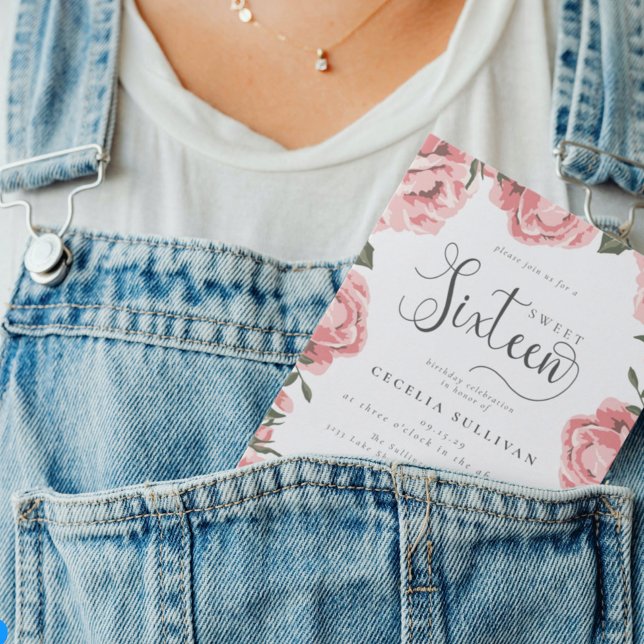 Budget Modernes rosa Blumengebäck Foto Süß 16 Gebu Flyer (Von Creator hochgeladen)