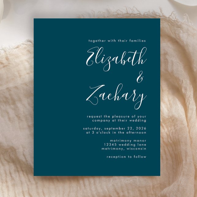Budget Modernes Script Aquamarin Blue Wedding Einl (Von Creator hochgeladen)