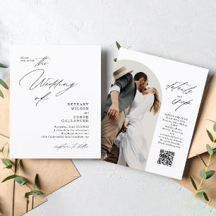 BUDGET Modernes Script Arch Foto QR Code Hochzeit