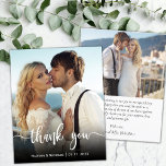 Budget Modernes Script Foto Hochzeit Danke Karte<br><div class="desc">Budget Elegant Modern Hand Lettered Script Foto Wedding Vielen Dank für Ihr erschwingliches Low Budget Thin Card. Moderne Stilvolle Hochzeit danke Ihnen Vorlage mit einem vollen vertikalen Foto auf der Vorderseite mit Overlay-Text "Danke" in einem handgeschriebenen Typografie-Script-Schriftart in Weiß auf dem Bild. ***BEACHTE! *** HAUSHALTSPAPIER/FLYER IST PAPIERTHIN. *** AKTUALISIEREN SIE...</div>