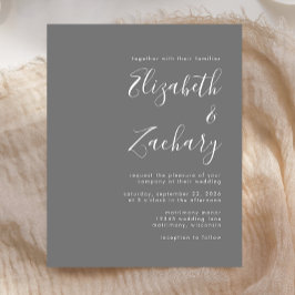 Budget Modernes Script Graue Hochzeitseinladung