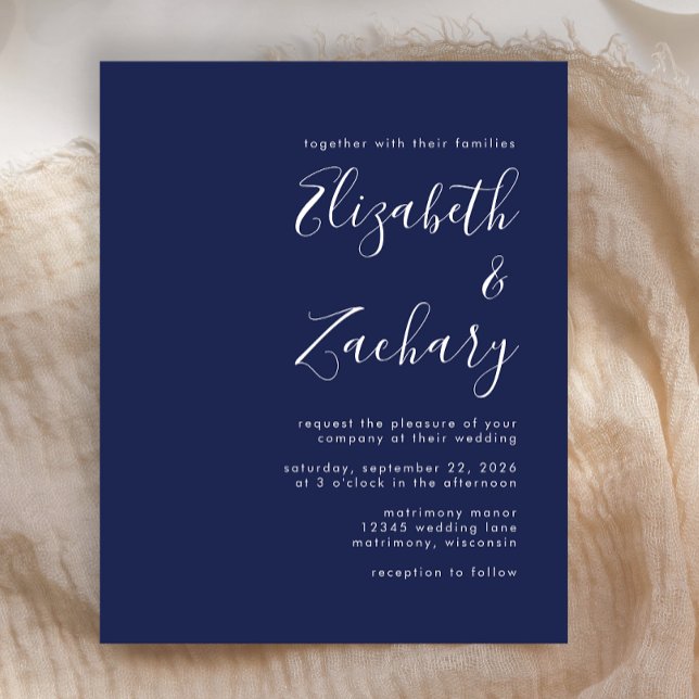 Budget Modernes Script Navy Blue Wedding (Von Creator hochgeladen)