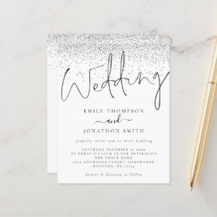 Budget Modernes Script Silver Glitzer Hochzeit Ein
