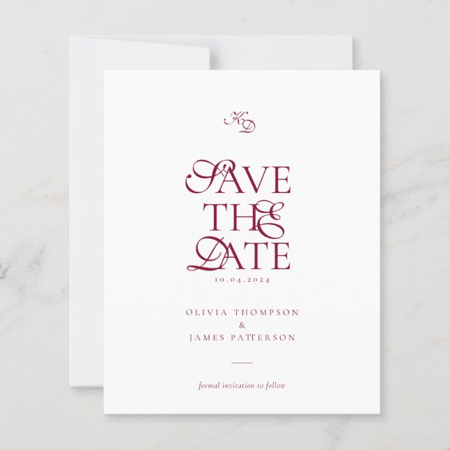 BUDGET Monogram Deep Burgundy Script Wedding (Vorderseite)