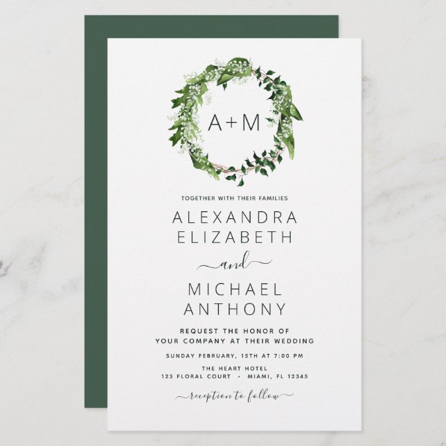 Budget Monogram Emerald Green Greenerity Wedding (Vorne/Hinten)