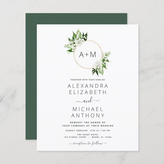 Budget Monogram Emerald Green Greenerity Wedding (Vorne/Hinten)