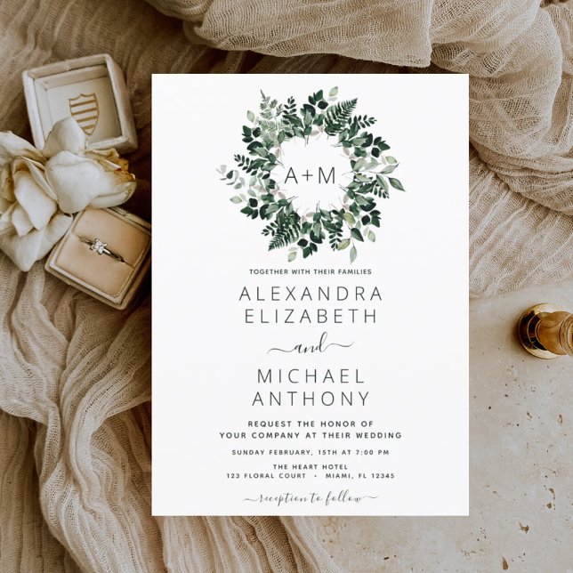 Budget Monogram Emerald Green Greenerity Wedding Flyer (Von Creator hochgeladen)