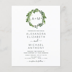 Budget Monogram Emerald Green Greenerity Wedding Flyer