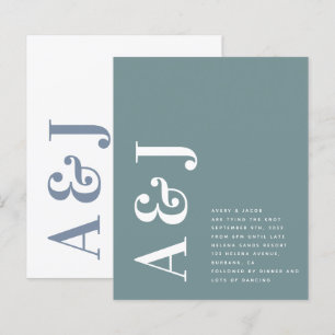 Budget Monogram QR Code Hochzeitseinladung