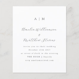 Budget Monogram White Minimal Wedding Einladung