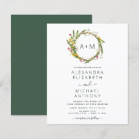 Budget Monogram Wildblumen Emerald Green Wedding