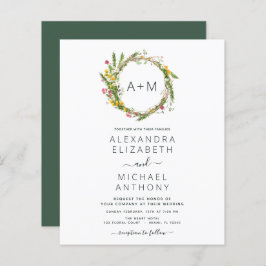 Budget Monogram Wildblumen Emerald Green Wedding
