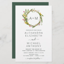 Budget Monogram Wildblumen Emerald Green Wedding