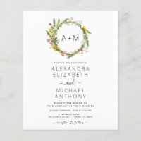Budget Monogram Wildblumen Emerald Green Wedding