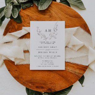 Budget Monogramm Blumen Hochzeitseinladung Flyer