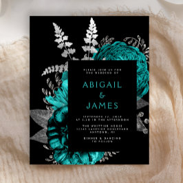 Budget Moody Dark Floral Aquamarin Silver Wedding