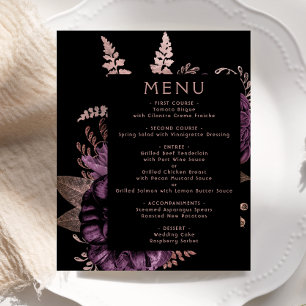 Budget Moody Floral Lila Rosen Gold Hochzeitsmenü
