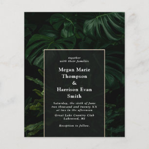 Budget Moody Tropical Monstera Hochzeit Einladung