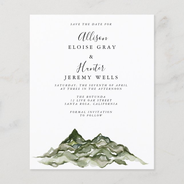 Budget Mountain Save the Date Flyer (Vorne)