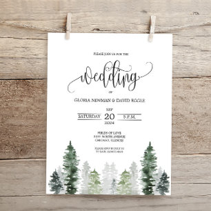 Budget Mountain Winter Elegante Hochzeitseinladung