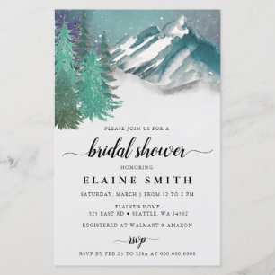 Budget Mountains Pine Bridal Dusche Einladung