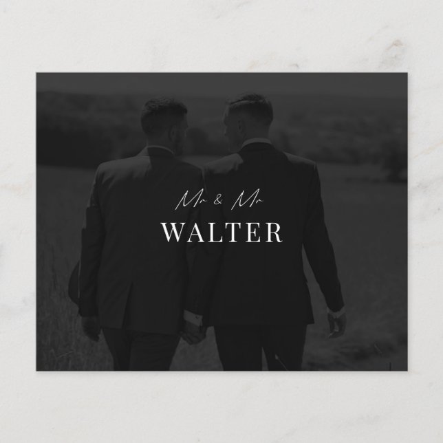 Budget Mr & Mr Wedding Foto Dankeschön Karte (Vorne)