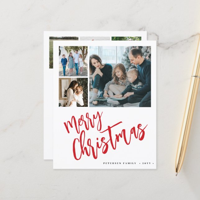 Budget Multi 6 Foto Frohe Weihnachtskarte (Vorderseite/Rückseite Beispiel)
