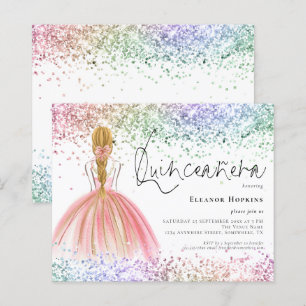 Budget Multicolor Glitzer Blond Quinceanera Einlad