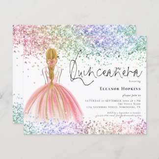 Budget Multicolor Glitzer Blond Quinceanera Einlad