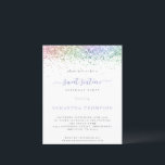 Budget Multicolor Glitzer Sweet 16 Einladung<br><div class="desc">Multicolor Regenbogen Glitzer Sweet 16 Einladung. Ein Preis SMALLER 4, 5" x 5, 6" Alternative. Erhältlich in einem SEMI GLOSS 110lb CARD STOCK, welches die Standardoption ist (empfohlen für Einladungen), ODER einem SATIN FINISH 80lb THINNER PAPER STOCK (ideal für Gehäuse). Umschläge sind optional und etwas größer als die Kartengröße. Ein...</div>