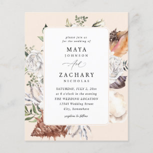 Budget Muscheln & Weiße Blumige Hochzeit - Beige Flyer