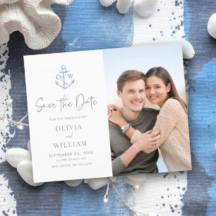 Budget Nautic Anchor Dusty Blue Save the Date