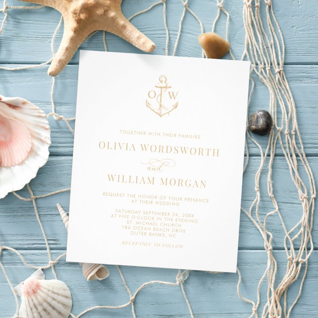 Budget Nautic Anchor Wedding Beige Flyer (Von Creator hochgeladen)