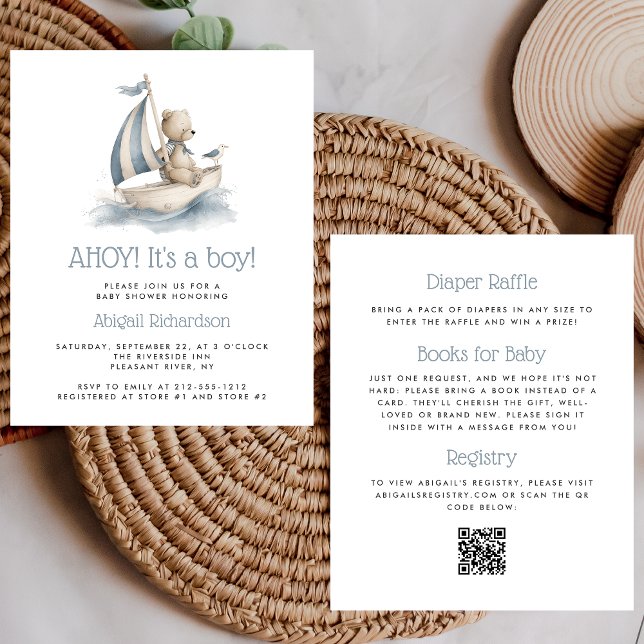 Budget Nautical Teddy Bear QR-Code Jungen-Baby-Par (Von Creator hochgeladen)