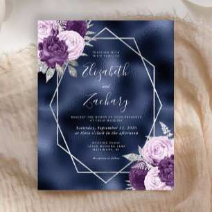 Budget Navy Blau Flieder Silber Blumenhochzeit