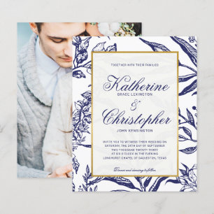 BUDGET Navy Blau Gold Botanisches Foto Hochzeit