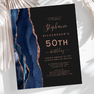 Budget Navy Blau Rosen Gold Achat 50. Geburtstag