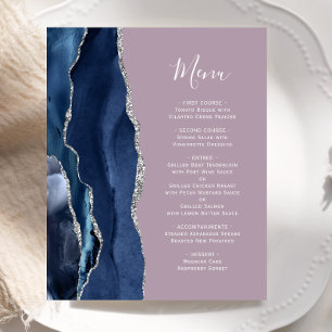 Budget Navy Blau Silber Achat Mauve Hochzeitsmenü