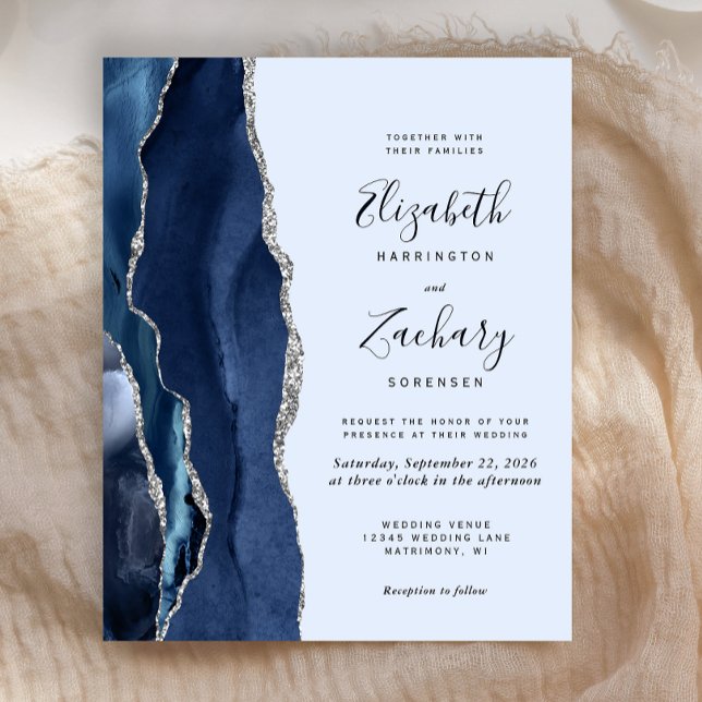 Budget Navy Blauer Silber Agate Hochzeit (Von Creator hochgeladen)