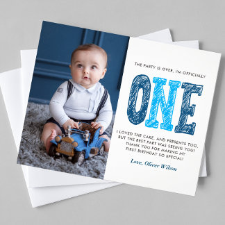 Budget Navy & Blue 1. Geburtstag Vielen Dank Flyer