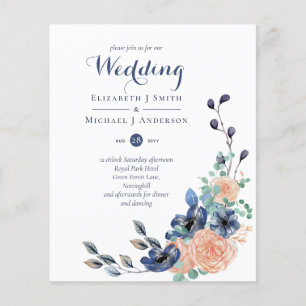 Budget Navy Blue Coral Floral Wedites