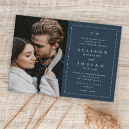Budget Navy Blue Foto Hochzeit Einladung