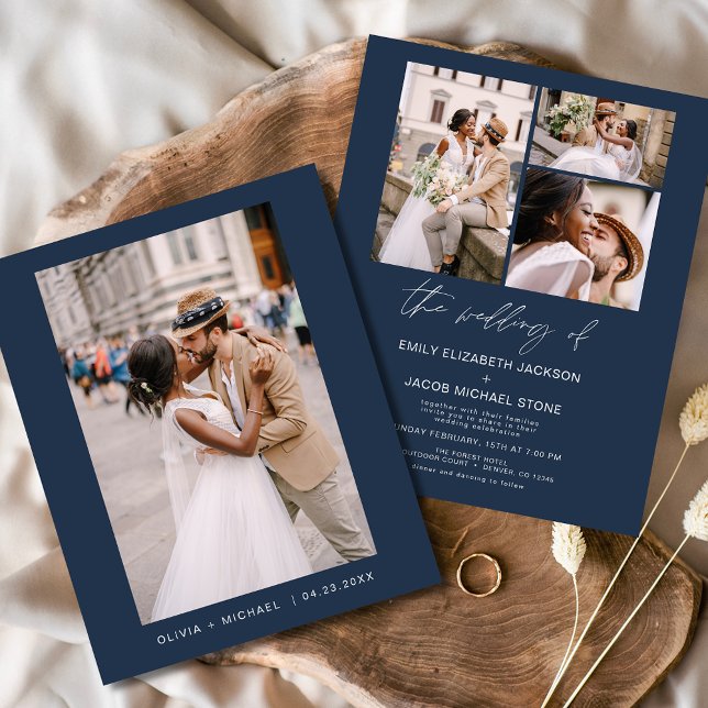 Budget Navy Blue Foto Hochzeit Einladung Flyer (Von Creator hochgeladen)